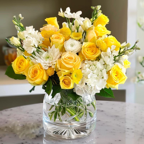 Sunshine Charm: Yellow and White Floral Elegance